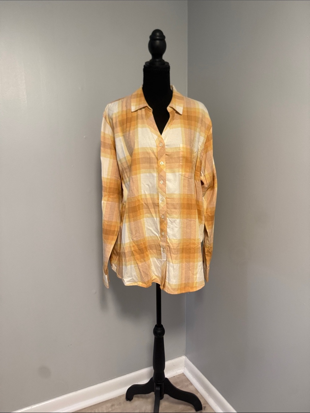 Weatherproof Women's Yellow Plaid Button-Down Shirt